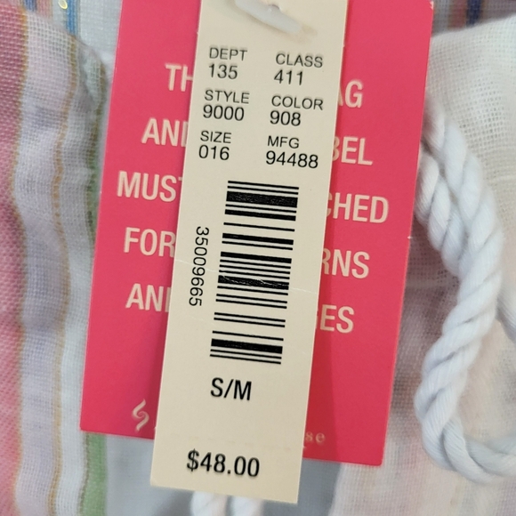 Uncommon Sense Striped COVERUP Womens Size S/M Multicolor Linen Blend Beach NWT - Picture 10 of 16